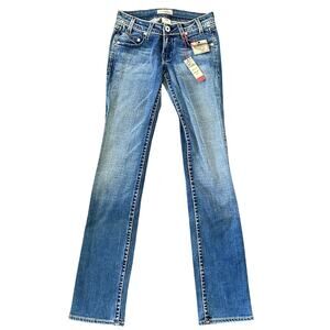 Denim of Virtue DOV Highly Fitted Straight Leg Blue Denim Jeans Size 24 x 34 NWT